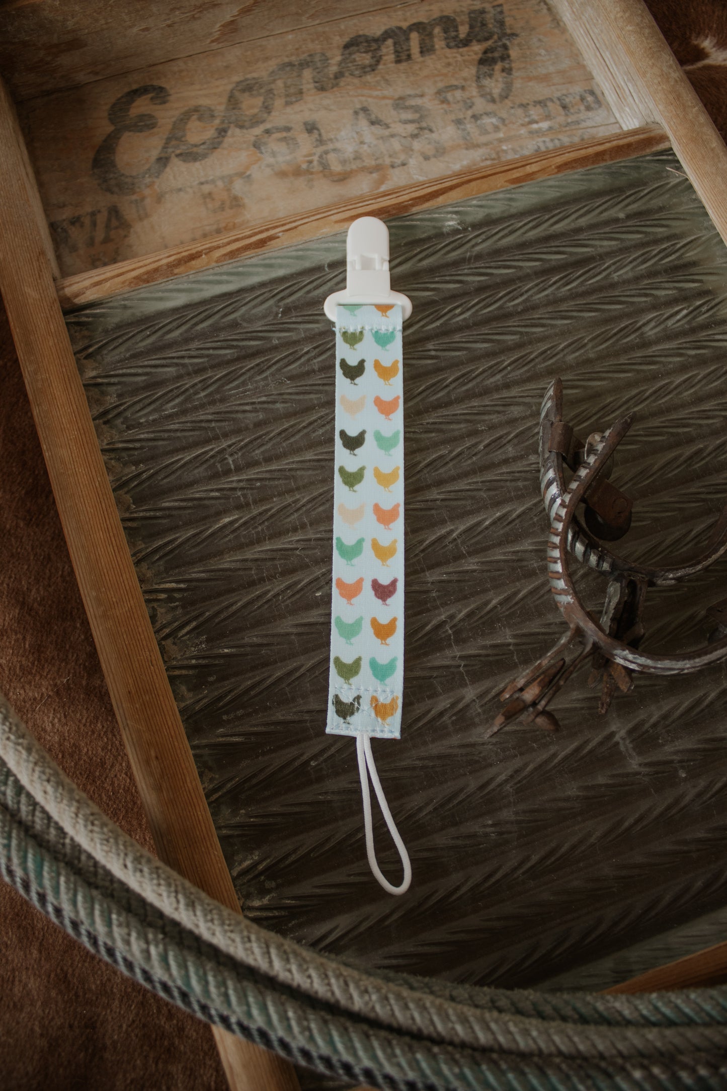 Colourful Chickens Paci Clip