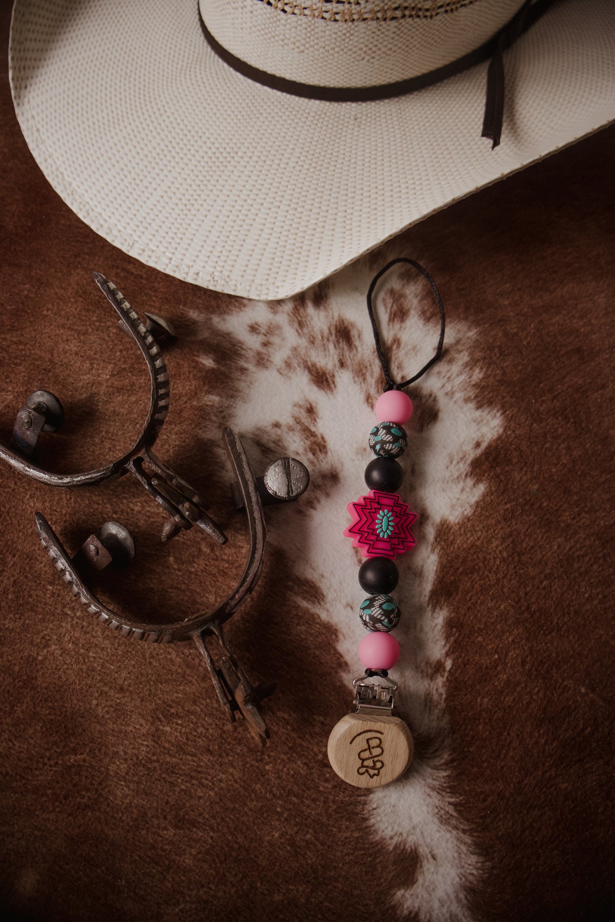 Punchy Hot Pink Aztec Paci Clip