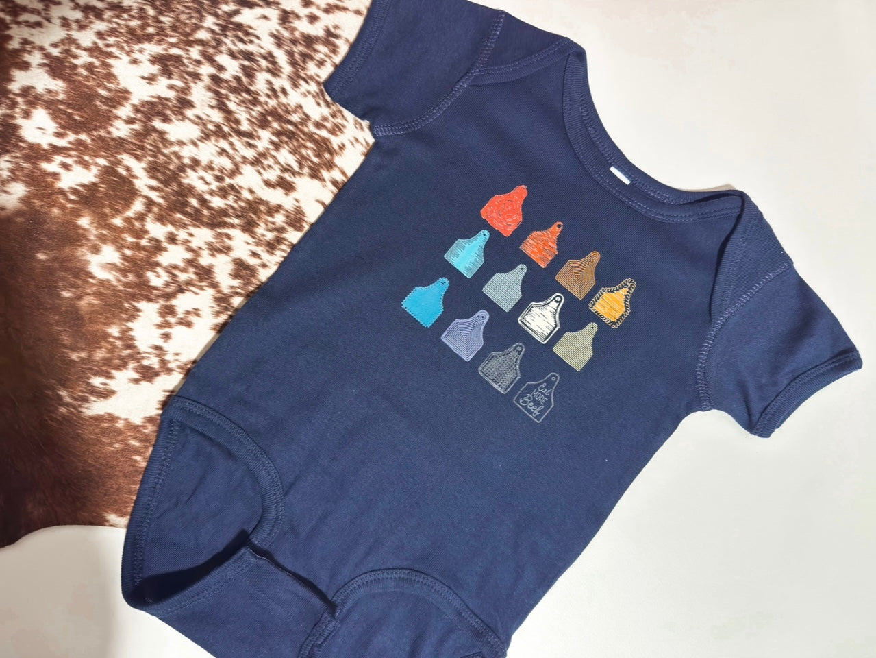Rainbow Cow Tags Onesie - 18M
