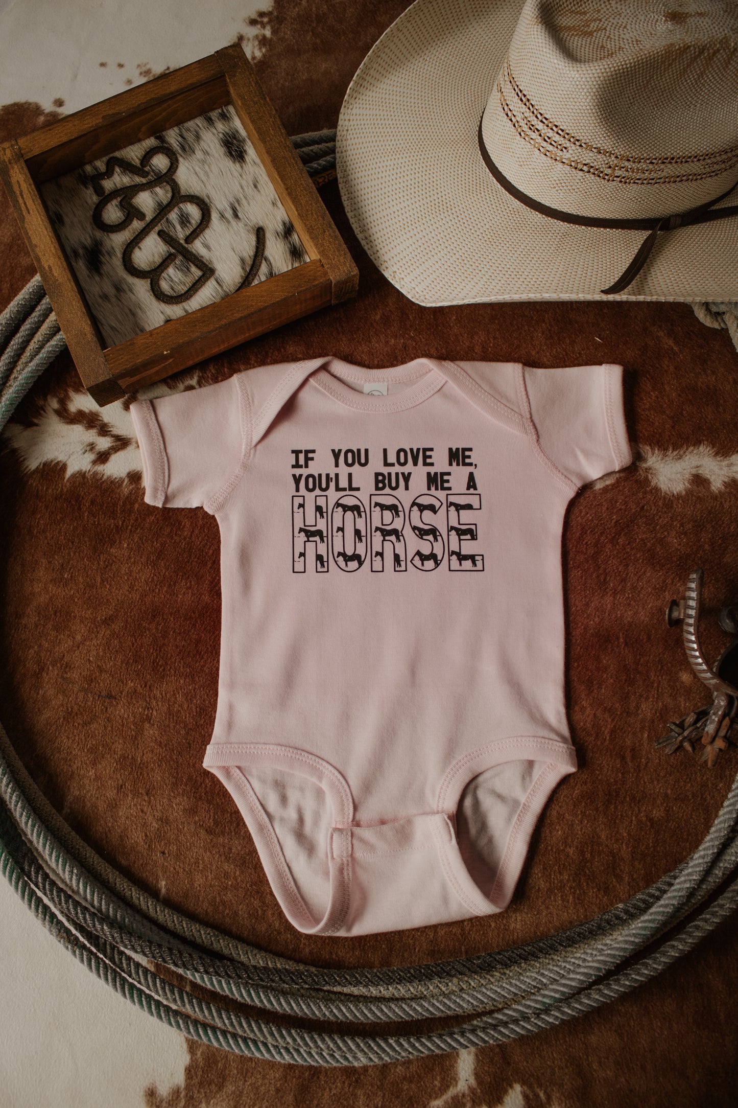 If you Love me You’ll Buy me a Horse Onesie - Light Pink