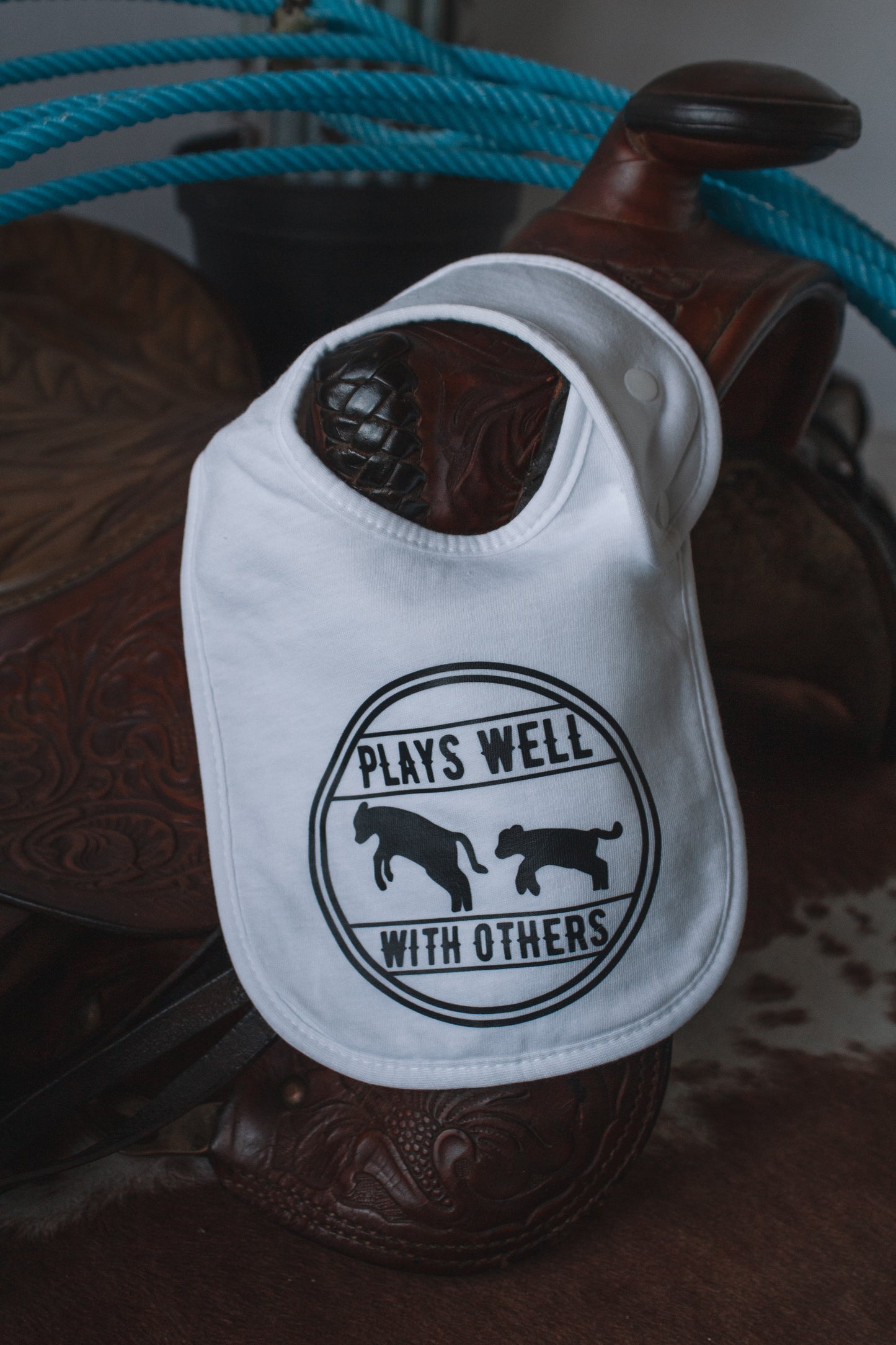 Plays Well With Others - White Drool Bib