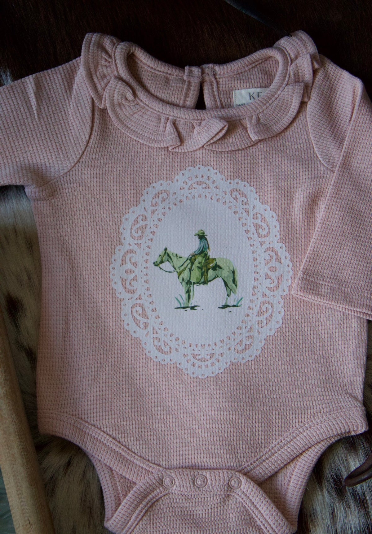 Pink Waffle Knit Ruffle Onesie