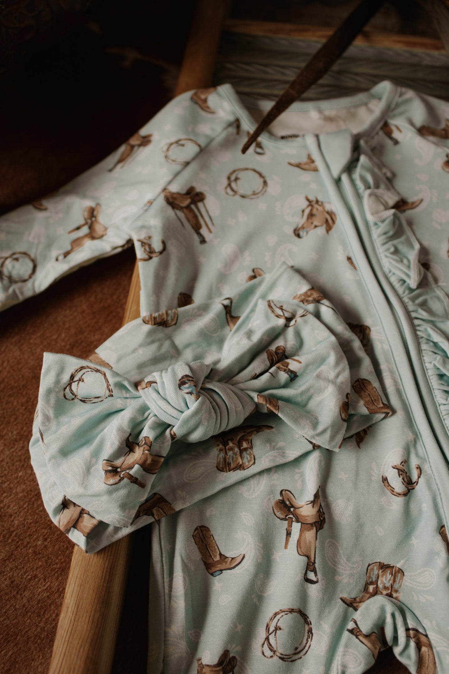 Baby Bamboo Matching Girls Sleeper Bow