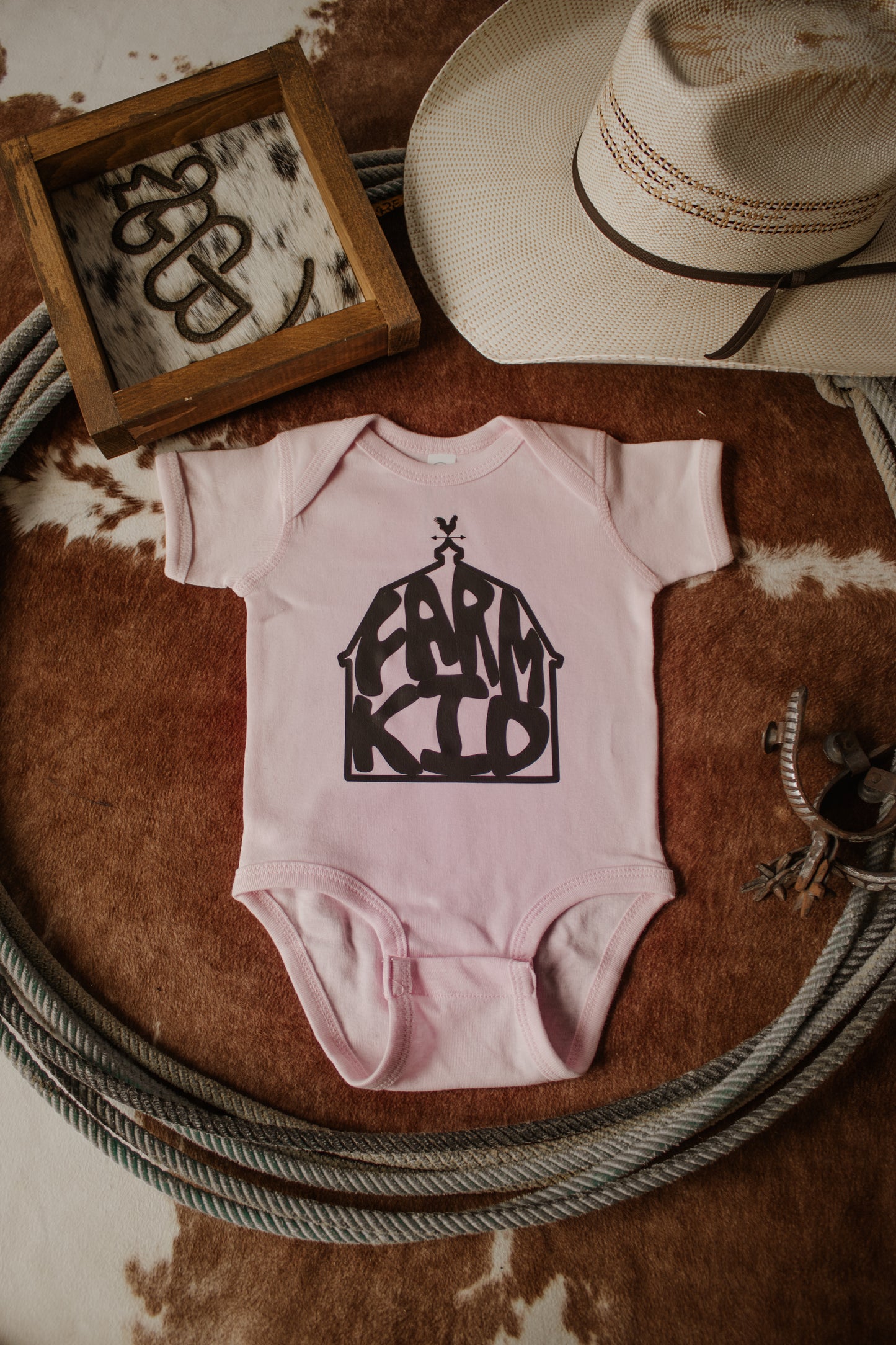 Farm Kid Onesie - Light Pink