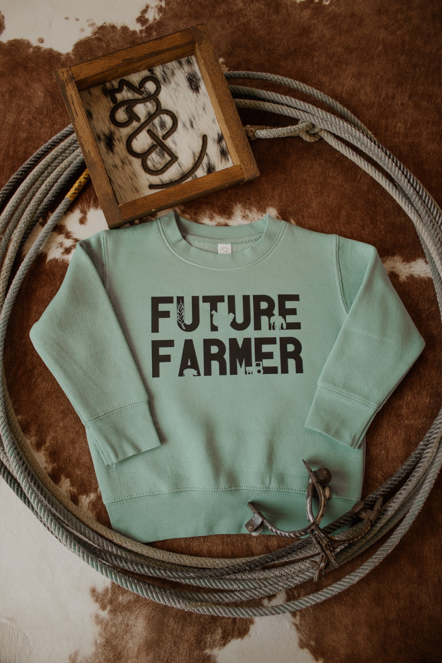 Future Farmer Toddler Fleece Crewneck - Aqua