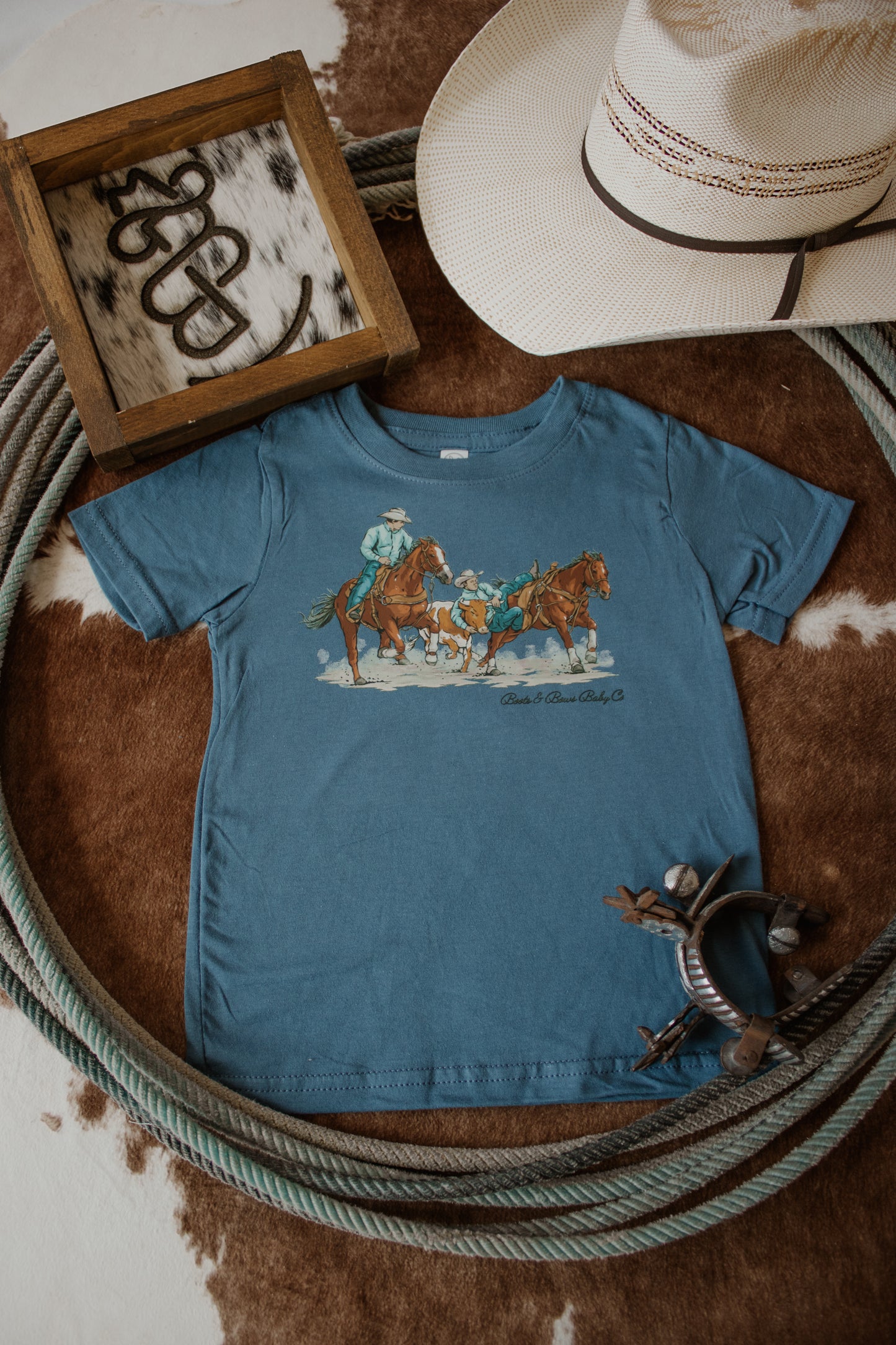 Steer Wrestling Toddler Tee - Blue