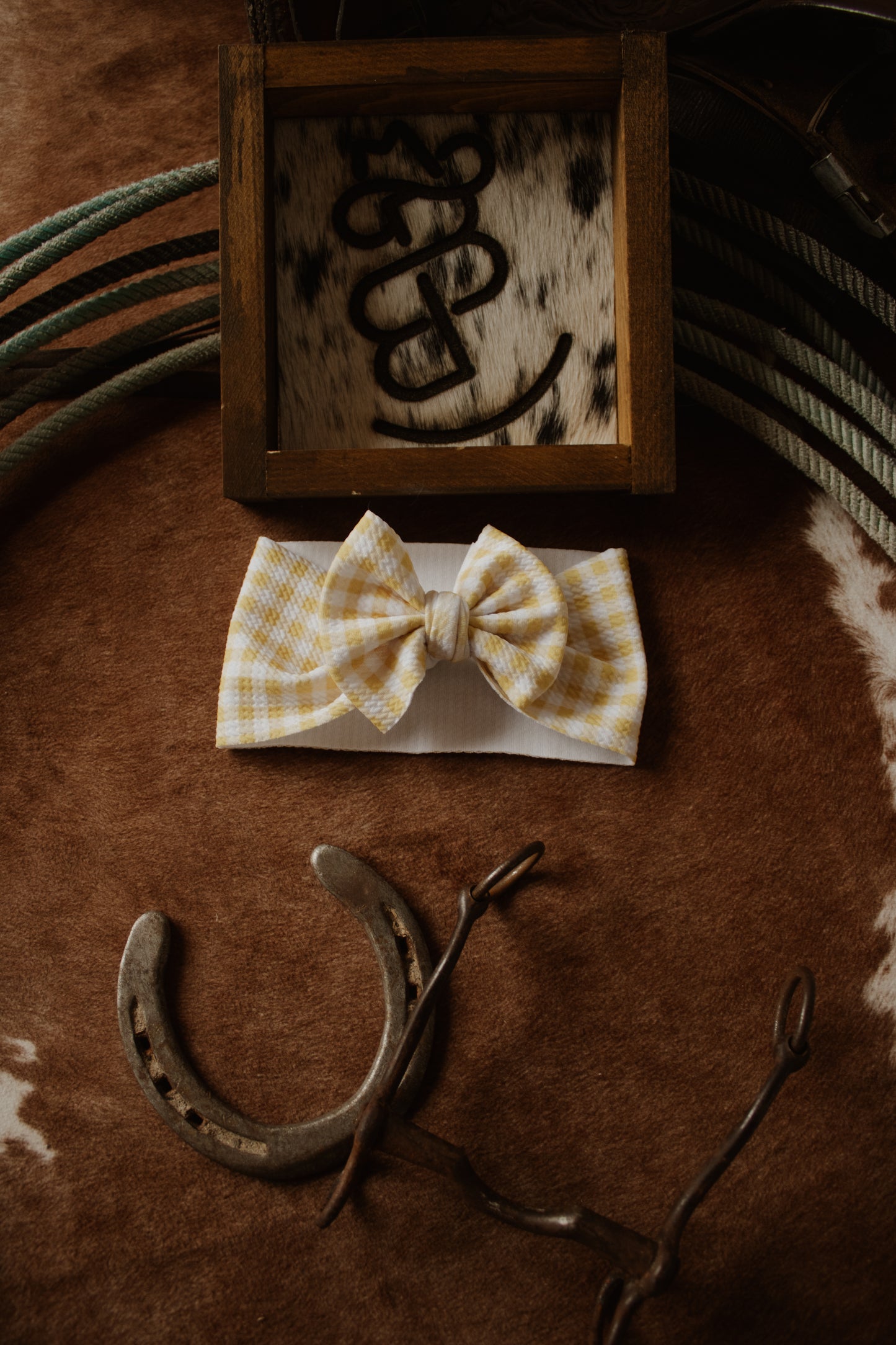 Yellow Gingham Headwrap Bow