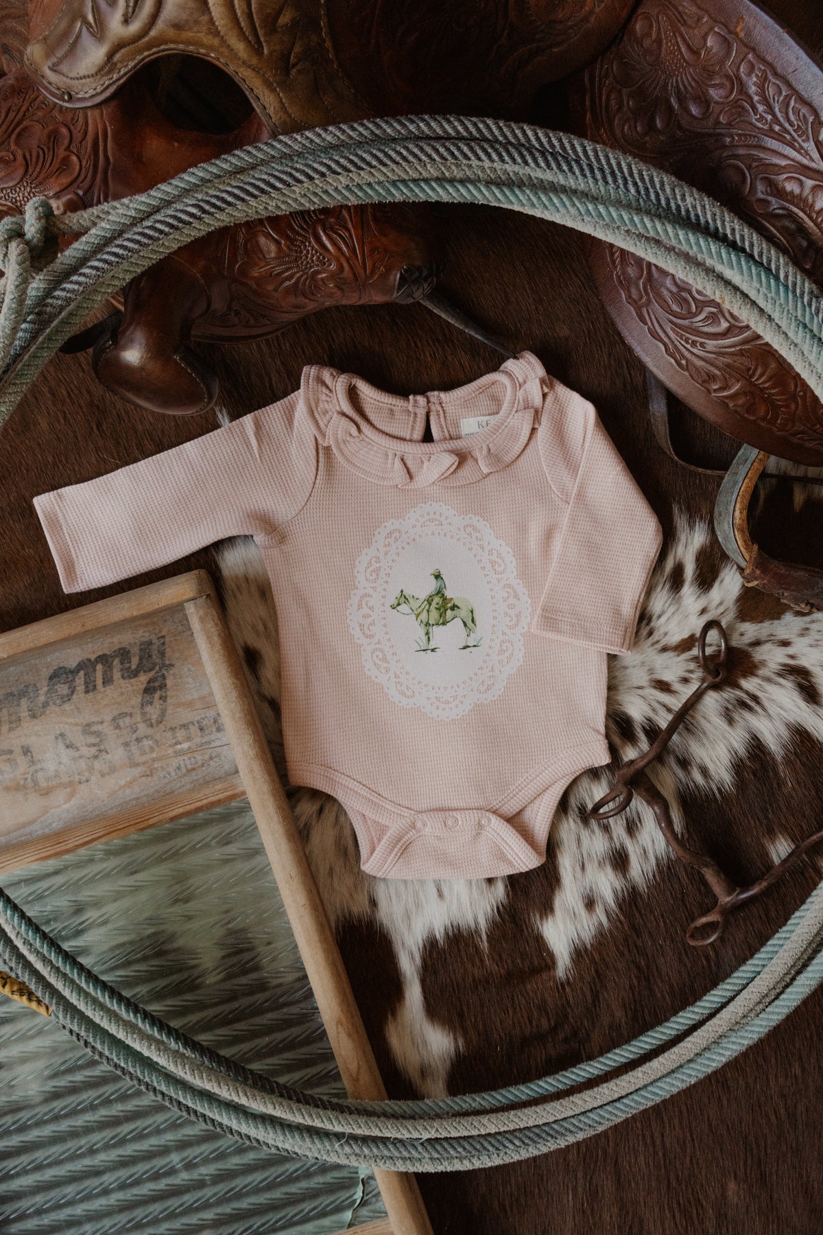 Pink Waffle Knit Ruffle Onesie