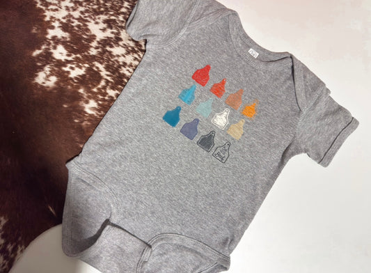 Rainbow Cow Tags Onesie - 18M