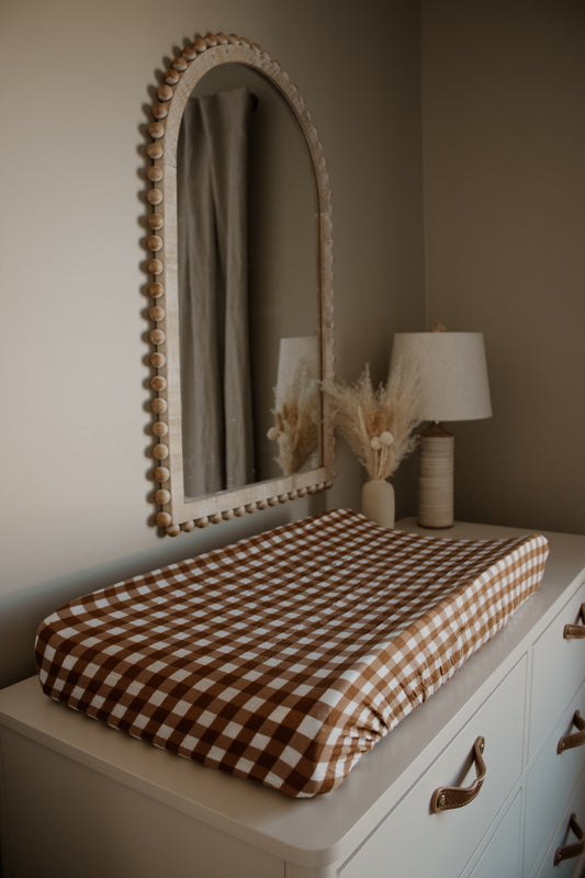 Gingham Muslin Changing Pad Cover - Mebie Baby