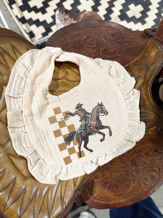 Light Sand Horse Muslin Bib