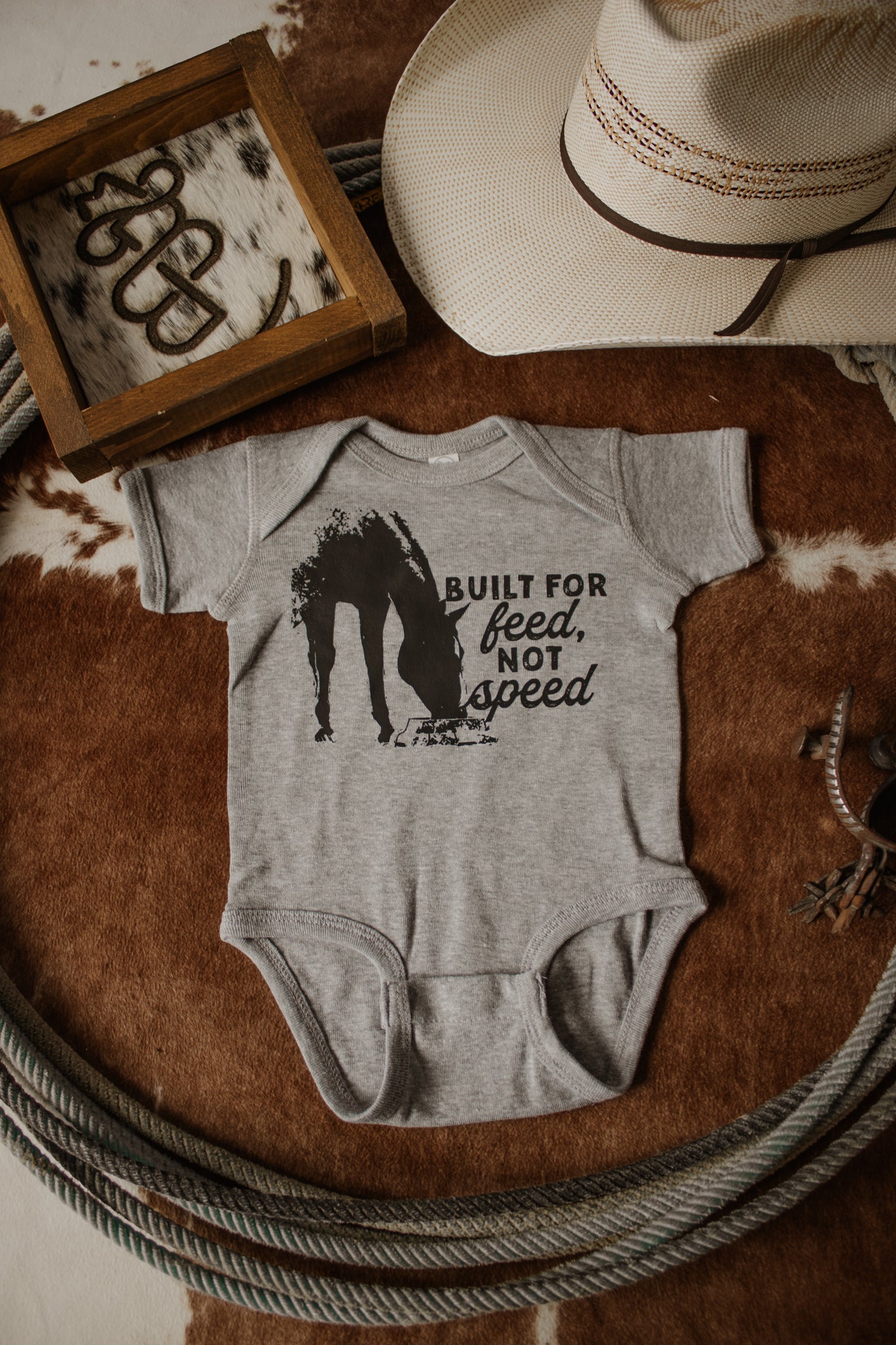 Built for Feed, Not Speed Onesie - Grey