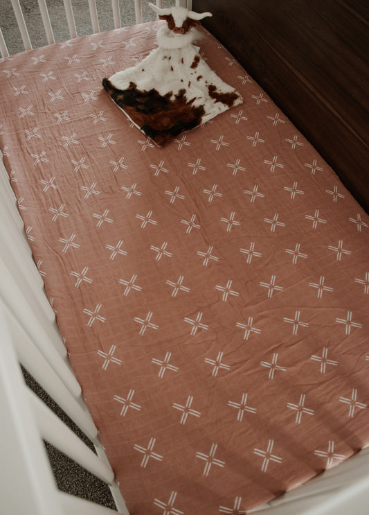 Just Peachy Muslin Crib Sheet - Mebie Baby