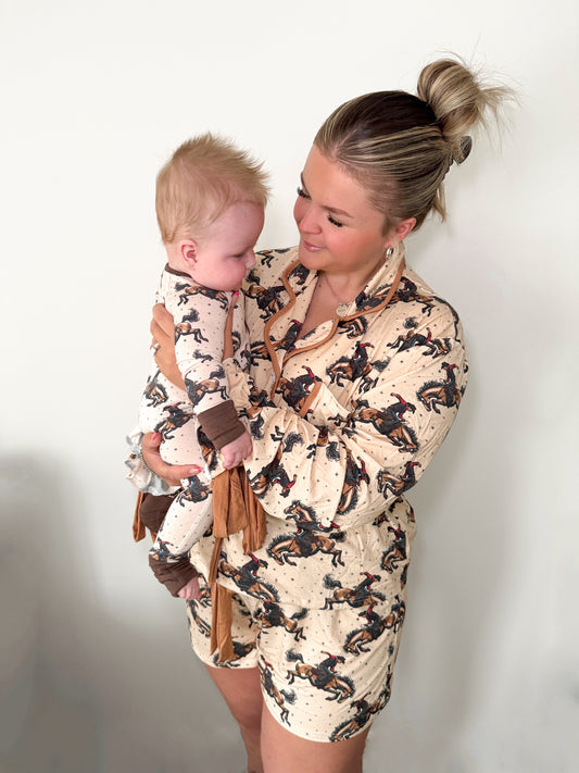 Matching Mama PJ Set - BUCKIN BRONCS
