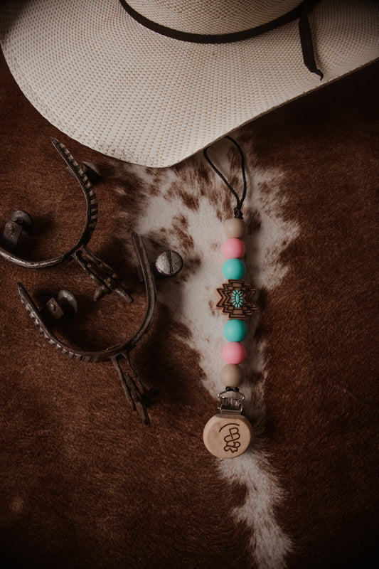Pink & Blue Aztec Paci Clip
