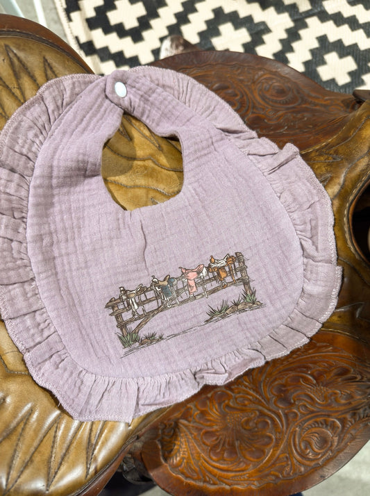 Purple Saddle Muslin Drool Bib