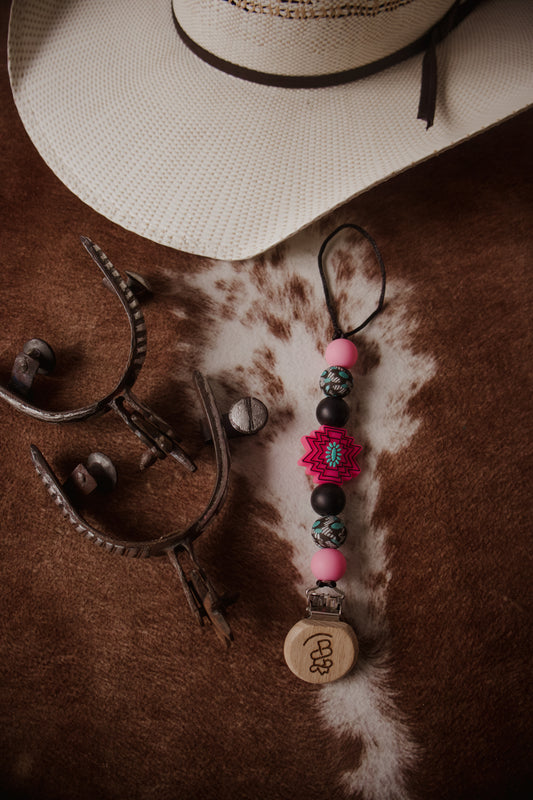 Punchy Hot Pink Aztec Paci Clip