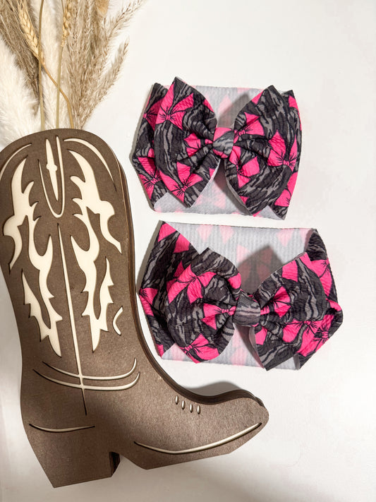 Camo Head Wrap Bow
