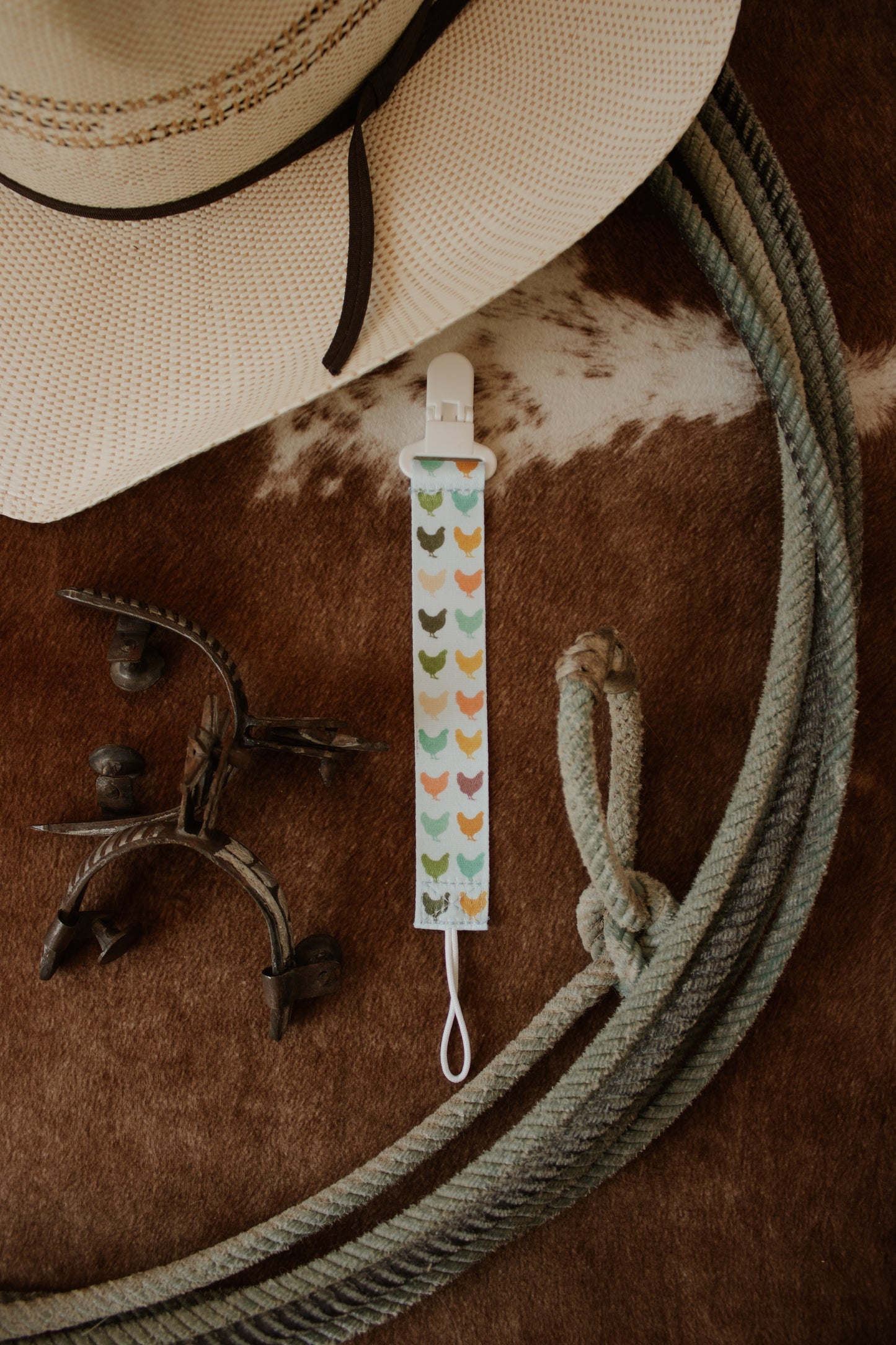 Colourful Chickens Paci Clip