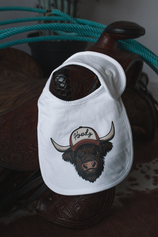 Howdy Highlands - White Drool Bibs
