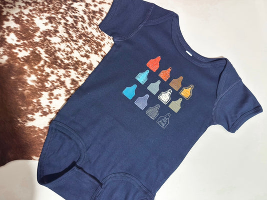 Rainbow Cow Tags Onesie - 18M