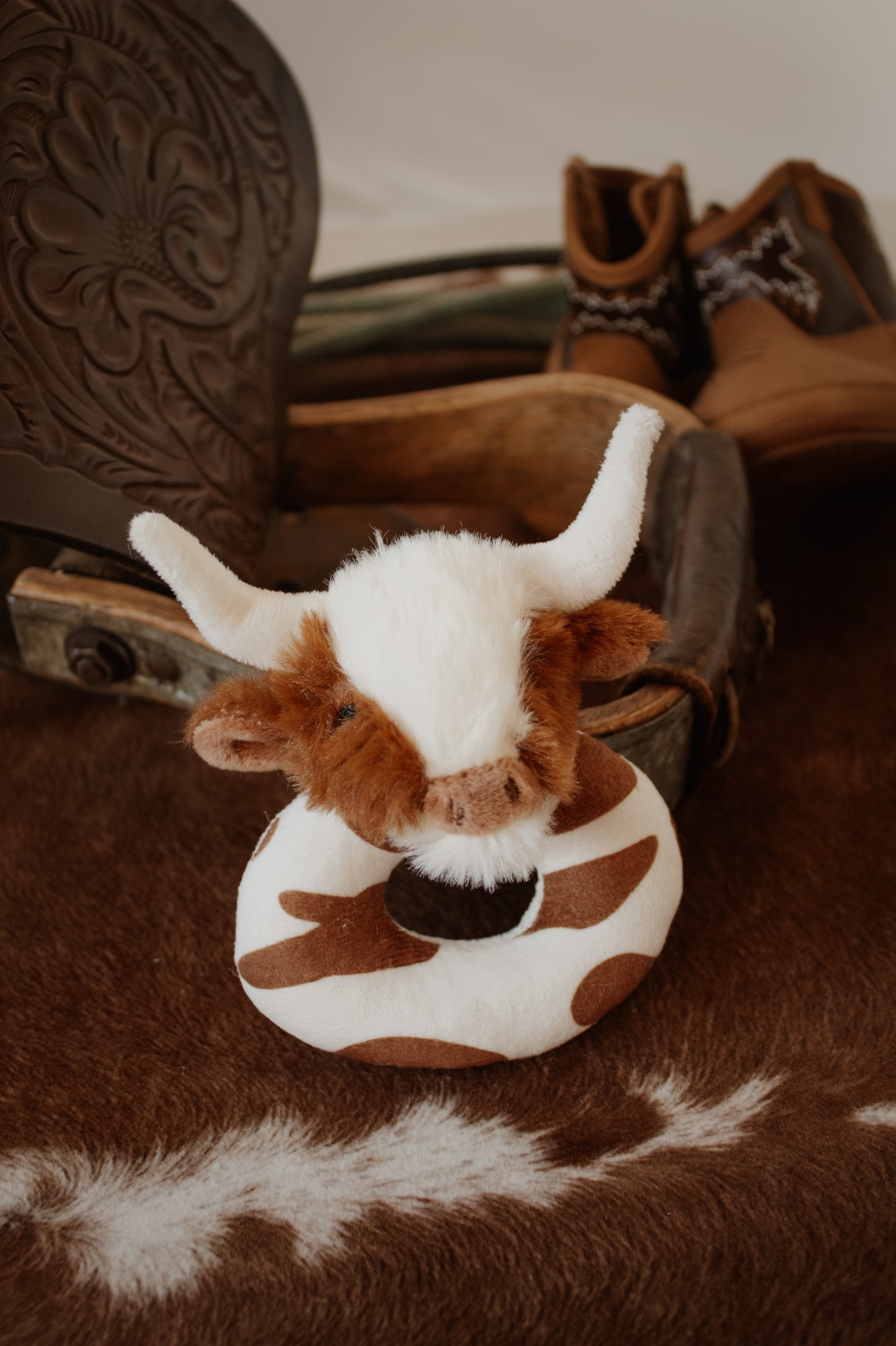 Texas Longhorn Cow Baby Plush Rattle