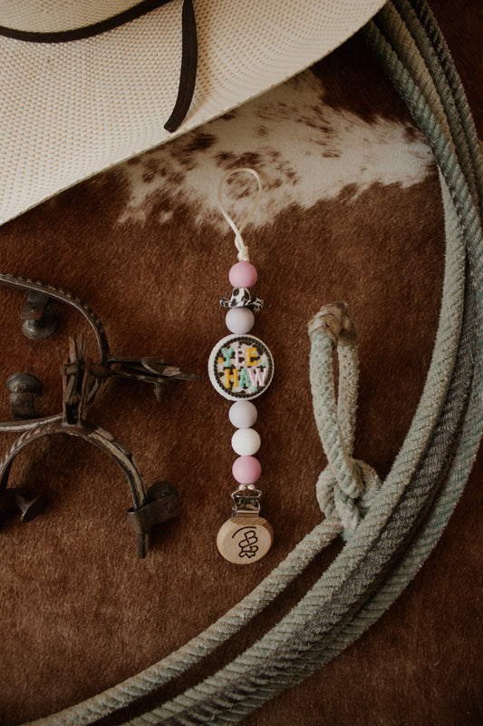 Purple & Pink Yeehaw Beaded Paci Clip