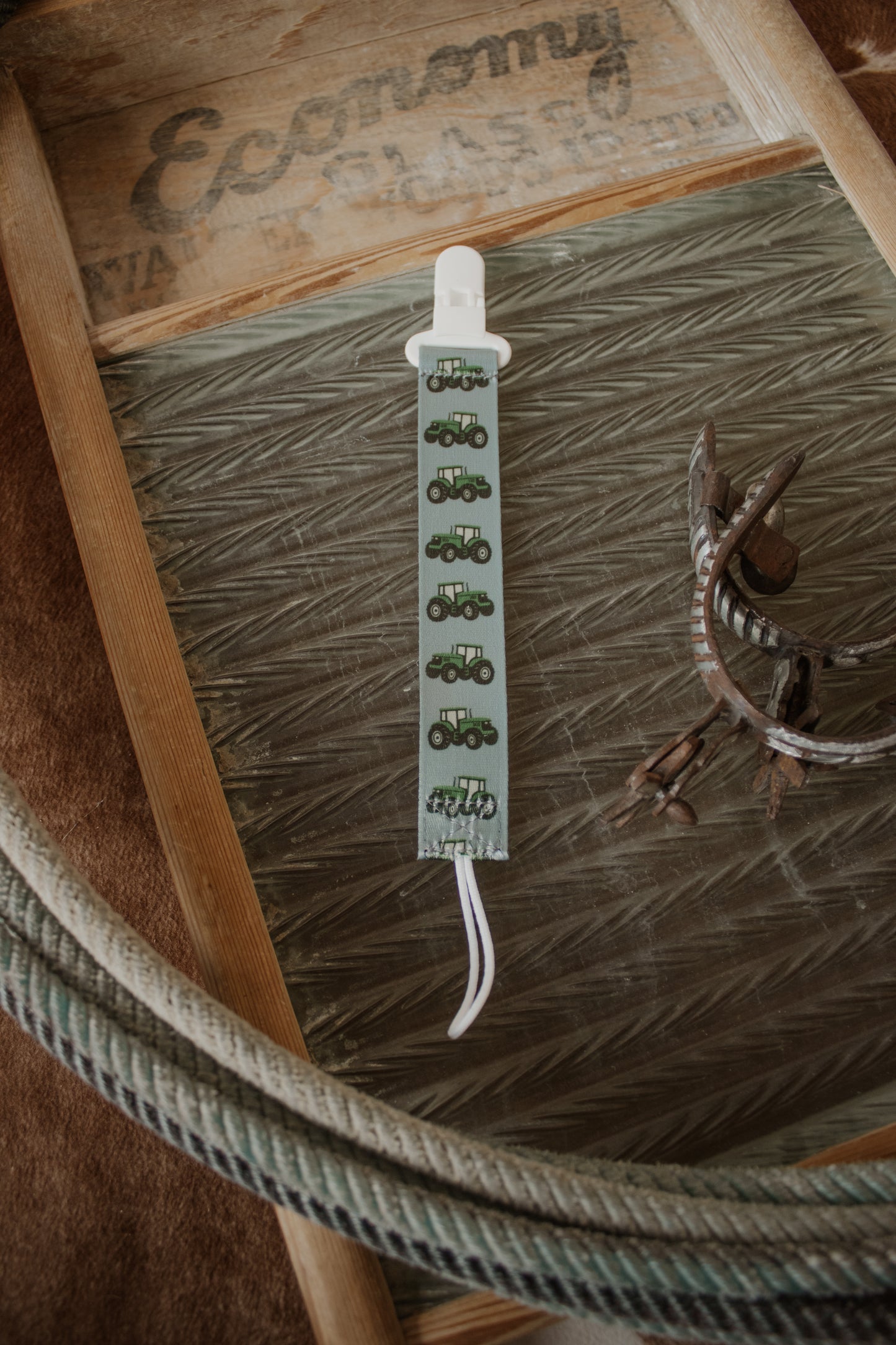 Green Tractor Paci Clip