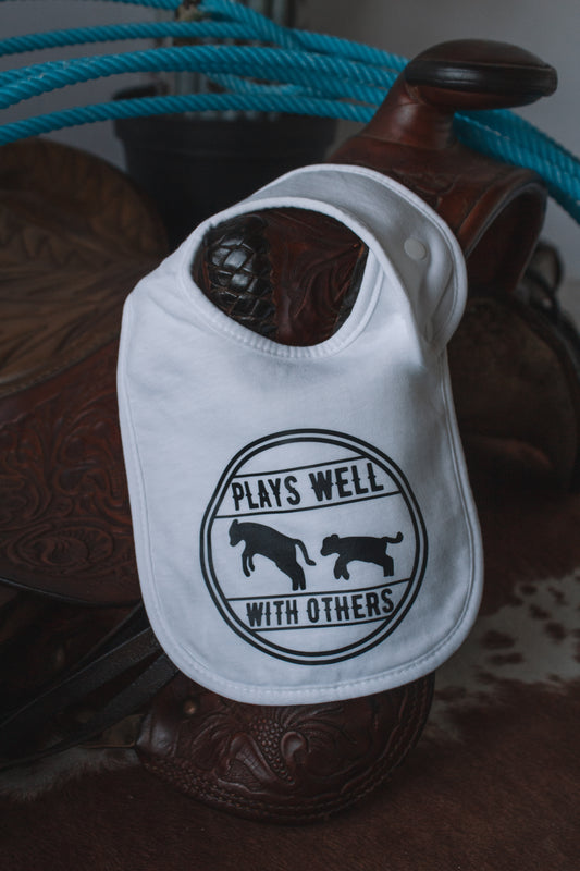 Plays Well With Others - White Drool Bib