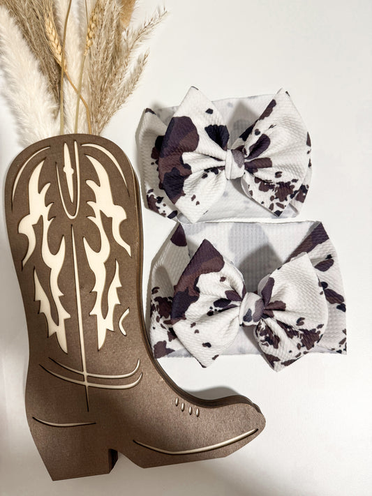 Cow Print Head Wrap Bow