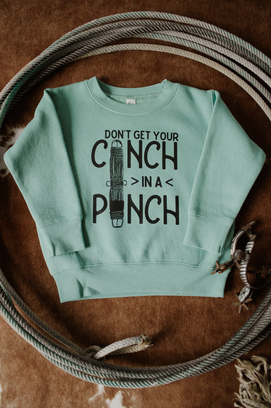 Cinch In A Pinch Toddler Crewneck - Aqua