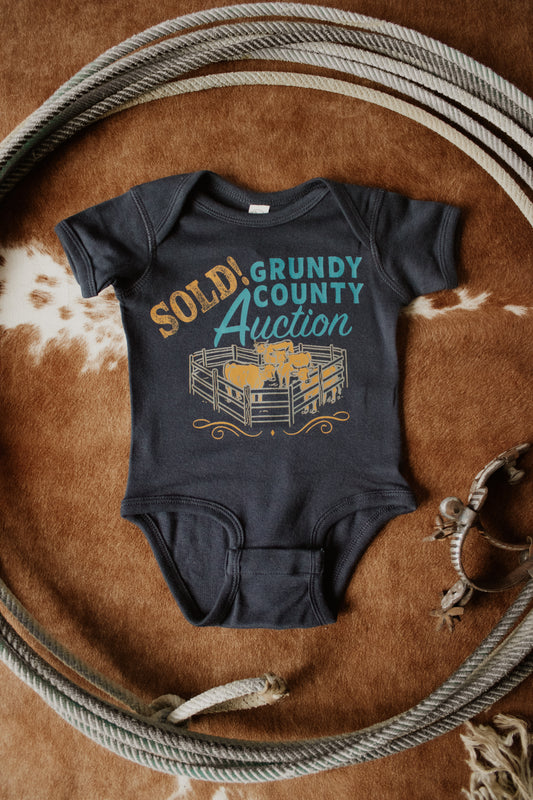 Grundy County Auction Onesie - Navy