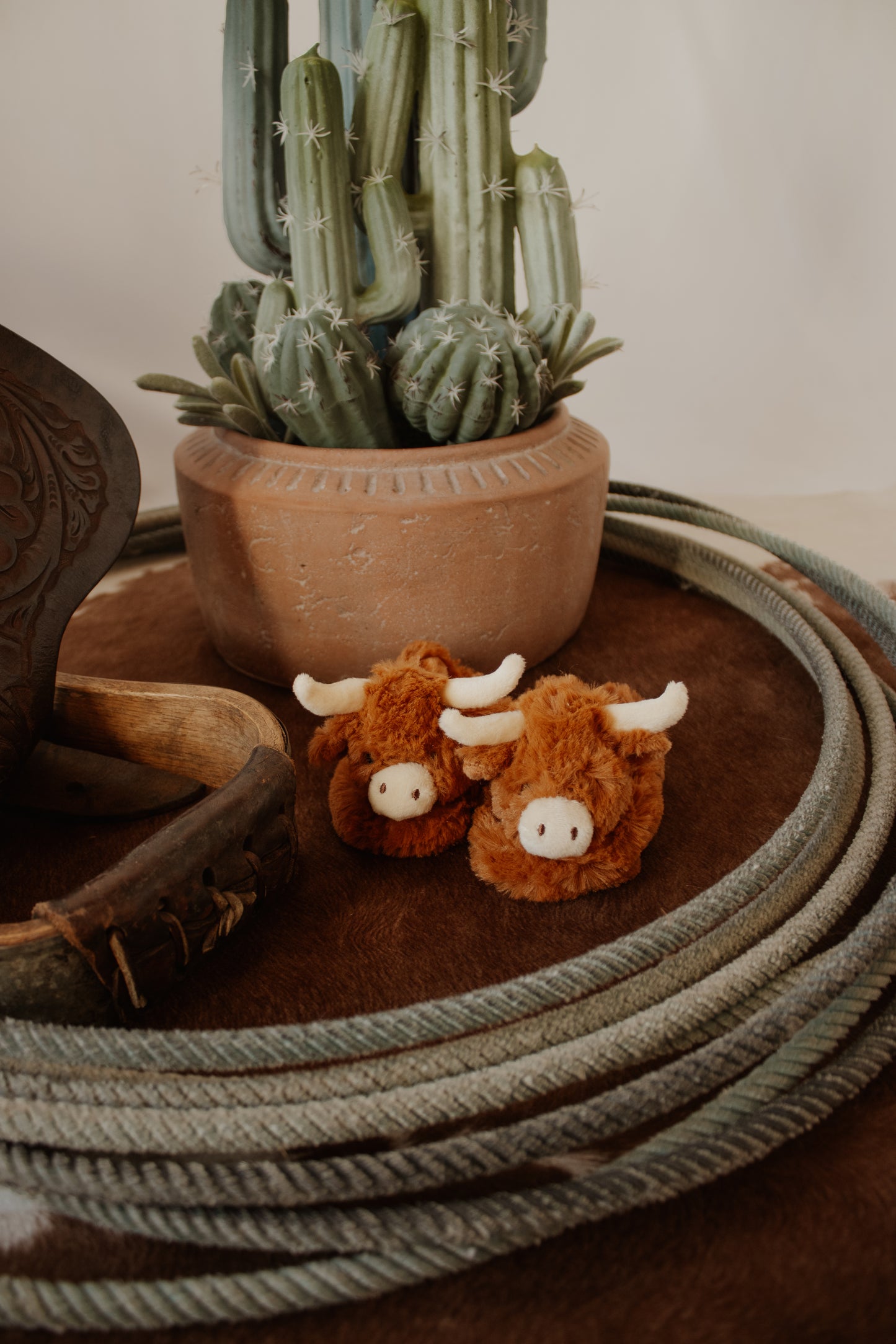 Horned Highland Cow Plush Slippers