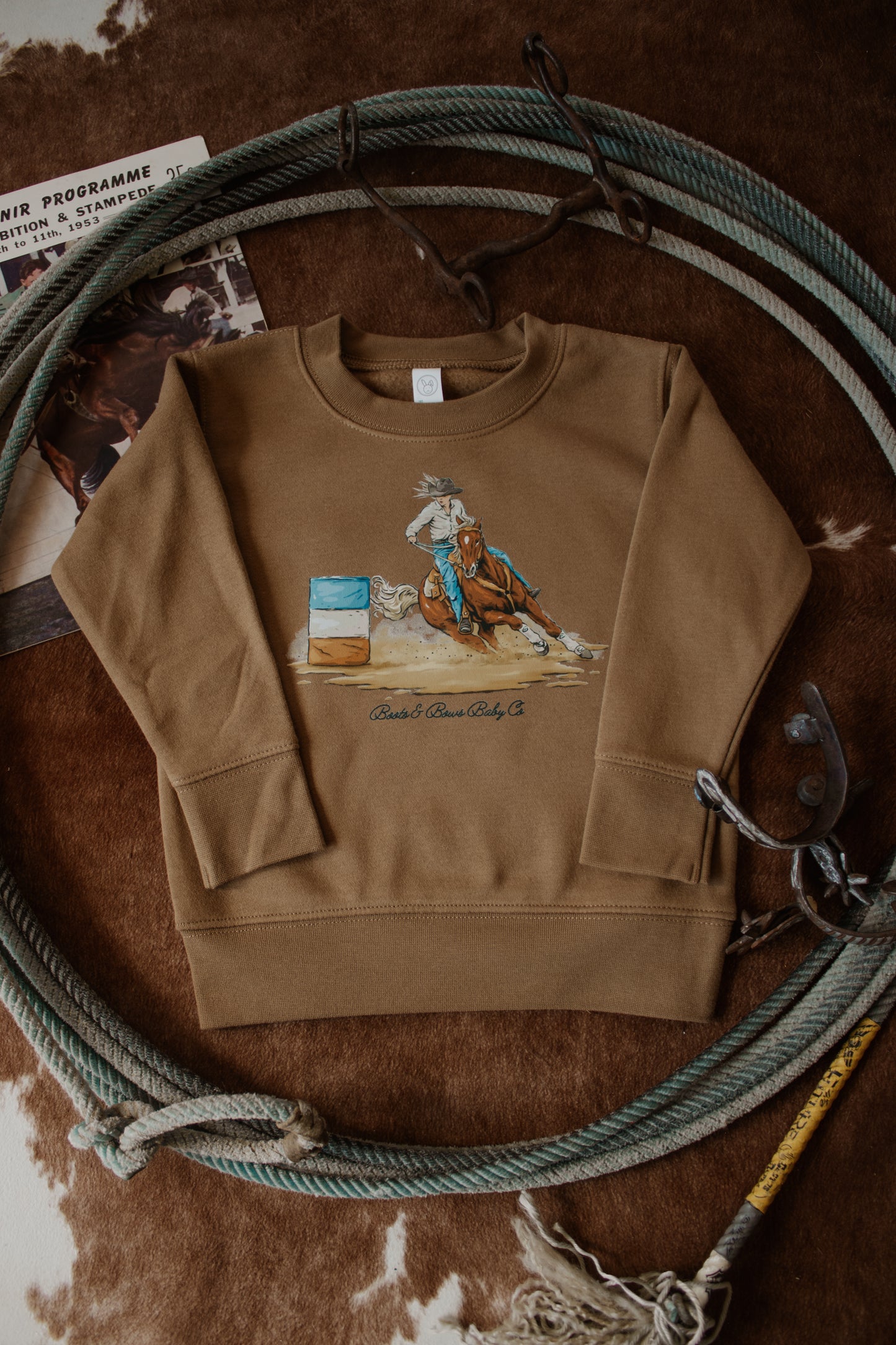 Barrel Racer Toddler Crewneck - Brown