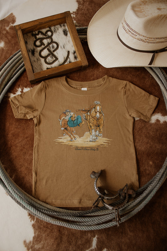 Steer Wrestler Toddler Tee - Brown