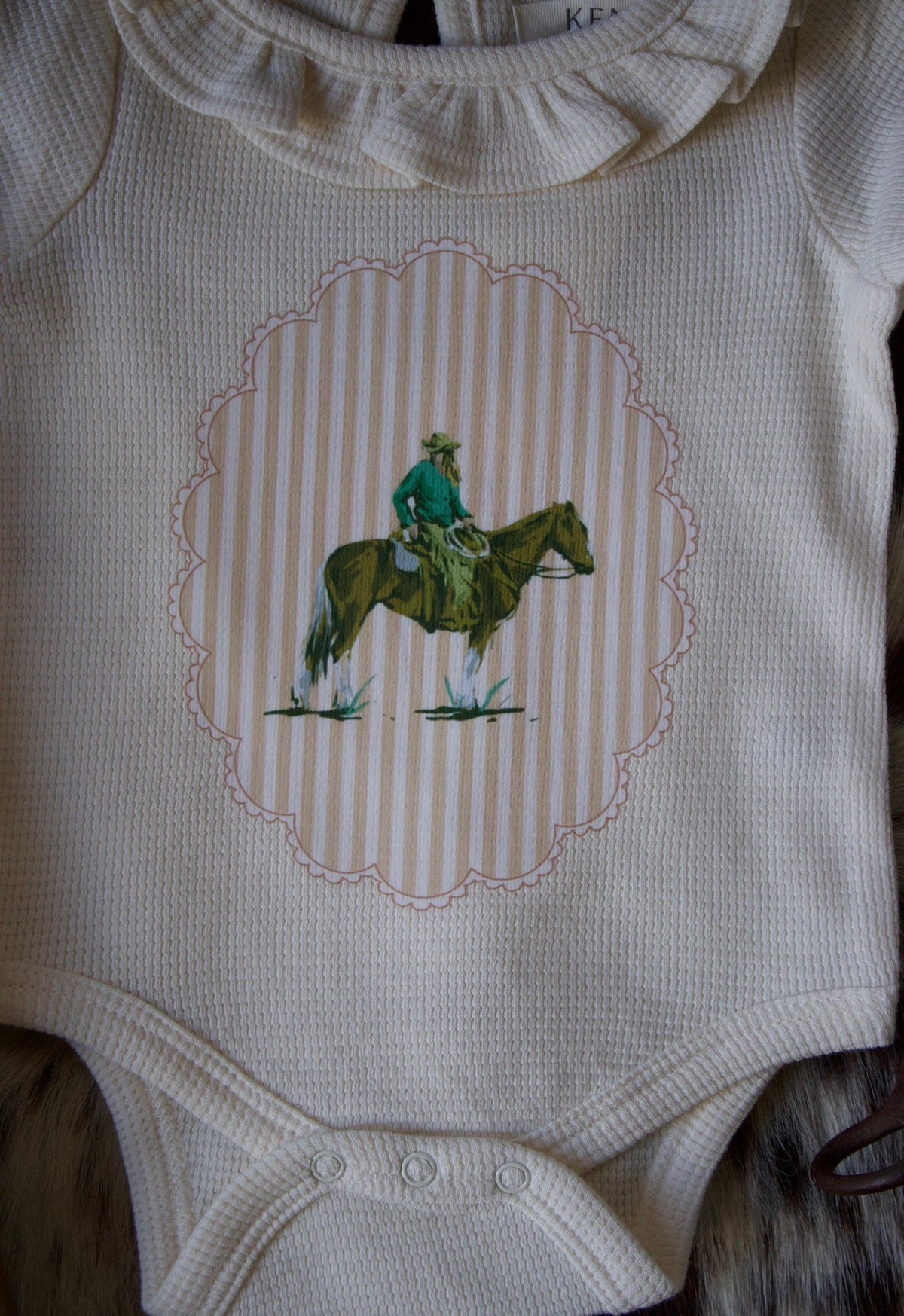 Ivory Waffle Knit Ruffle Onesie