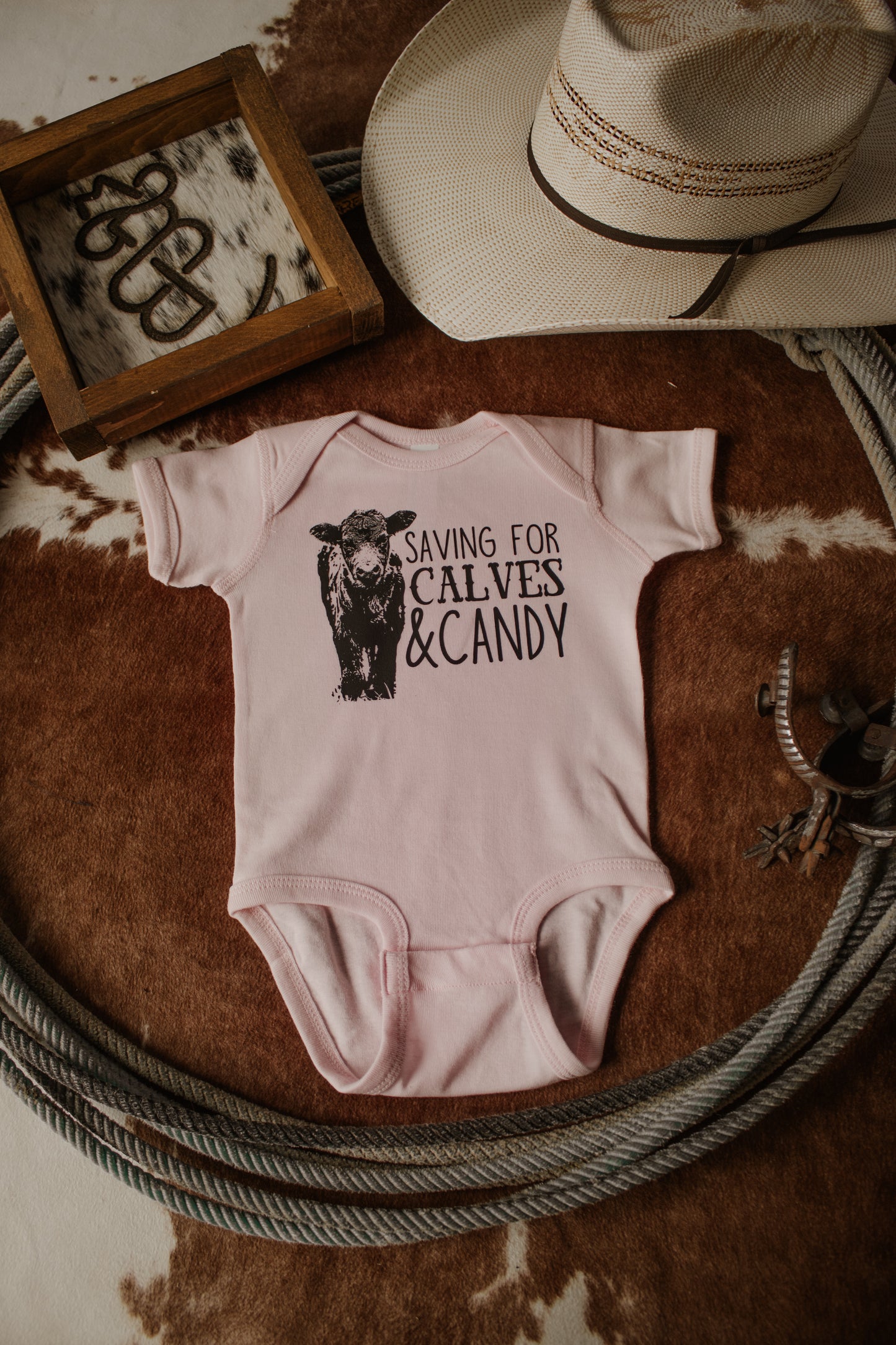 Saving for Calves & Candy Onesie - Light Pink