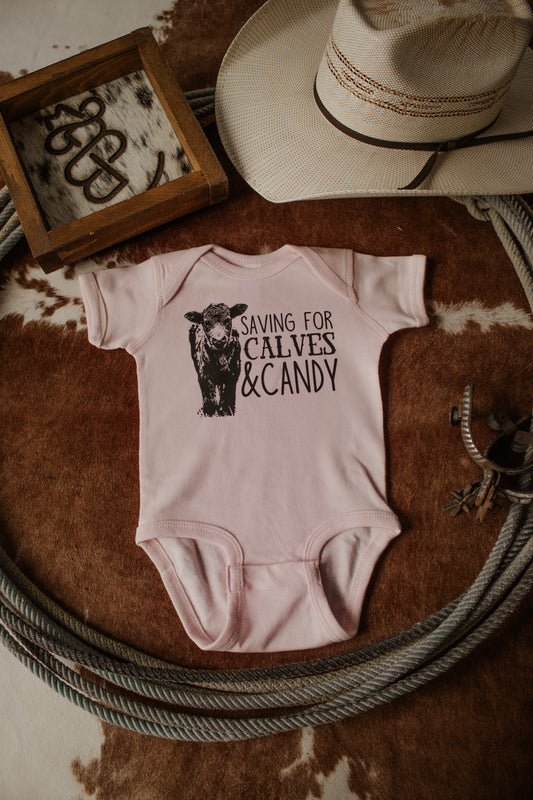 Saving for Calves & Candy Onesie - Light Pink
