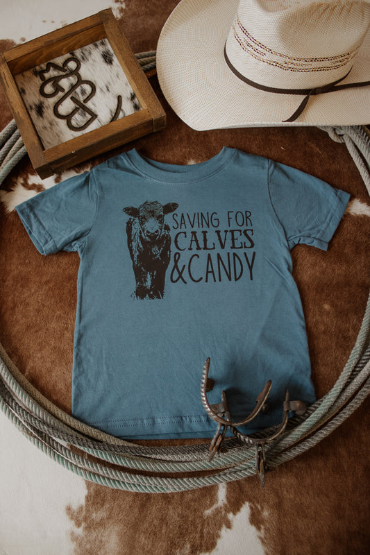 Saving for Calves & Candy Toddler Tee - Blue