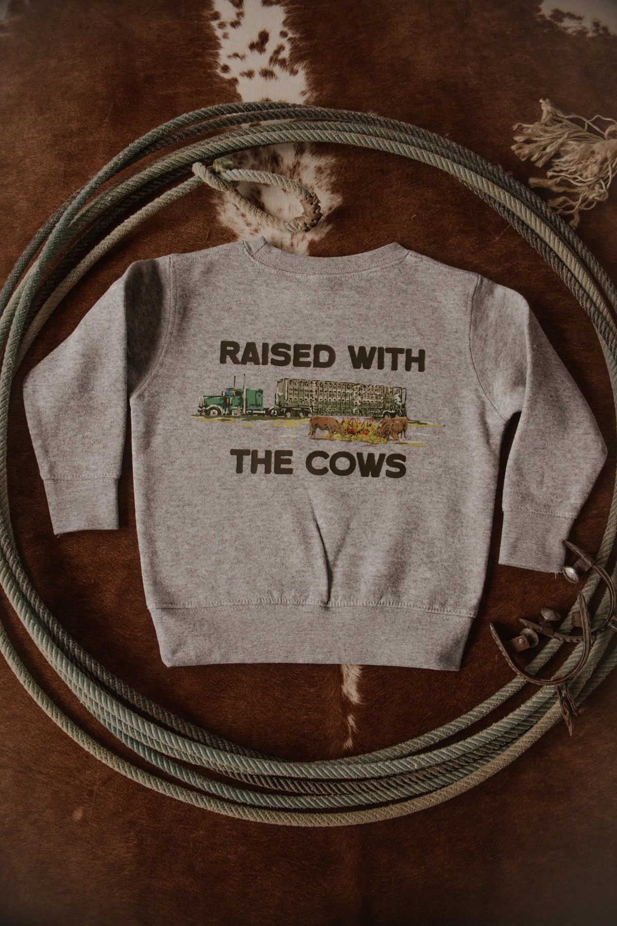 Raised With The Cows Toddler Fleece Crewneck Sweatshirt PREORDER - SHIPS IN 5 BUSINESS DAYS