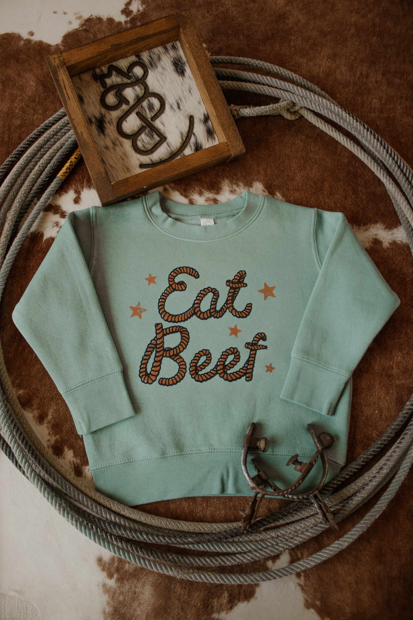 Eat Beef Toddler Fleece Crewneck - Aqua