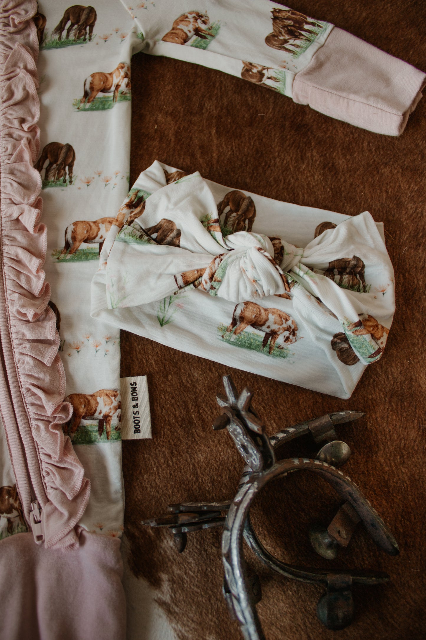 Baby Bamboo Matching Girls Sleeper Bow
