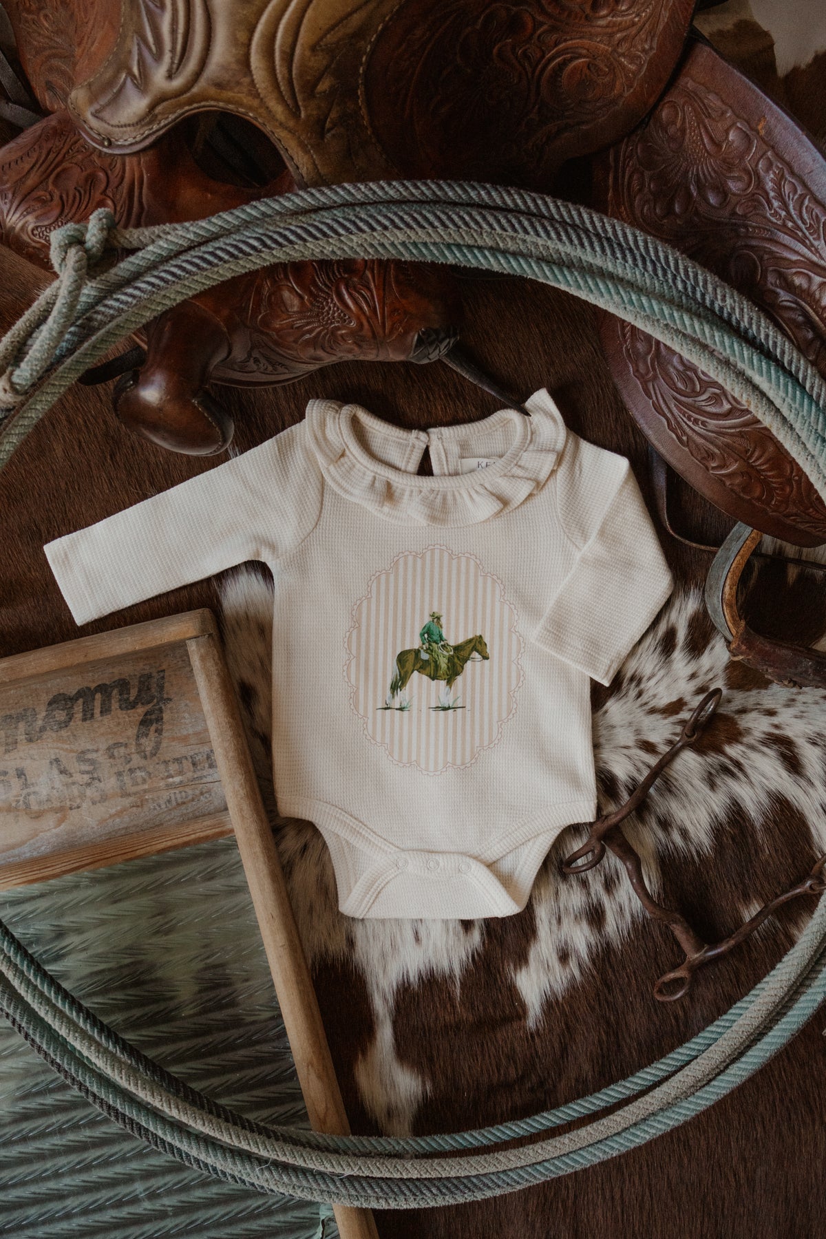 Ivory Waffle Knit Ruffle Onesie