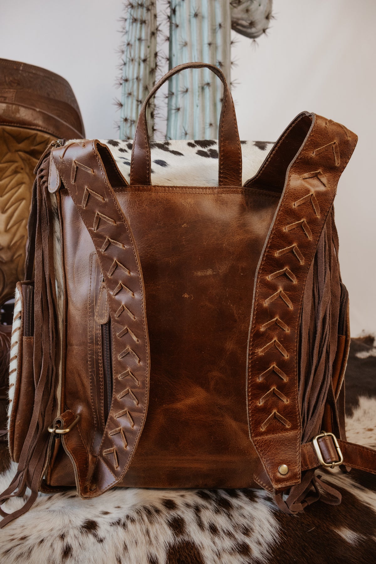 Fringe Cowhide Diaper Bag