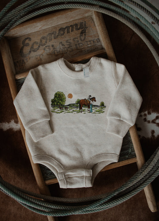 Mother & Kid Horse Graphic Fleece Onesie