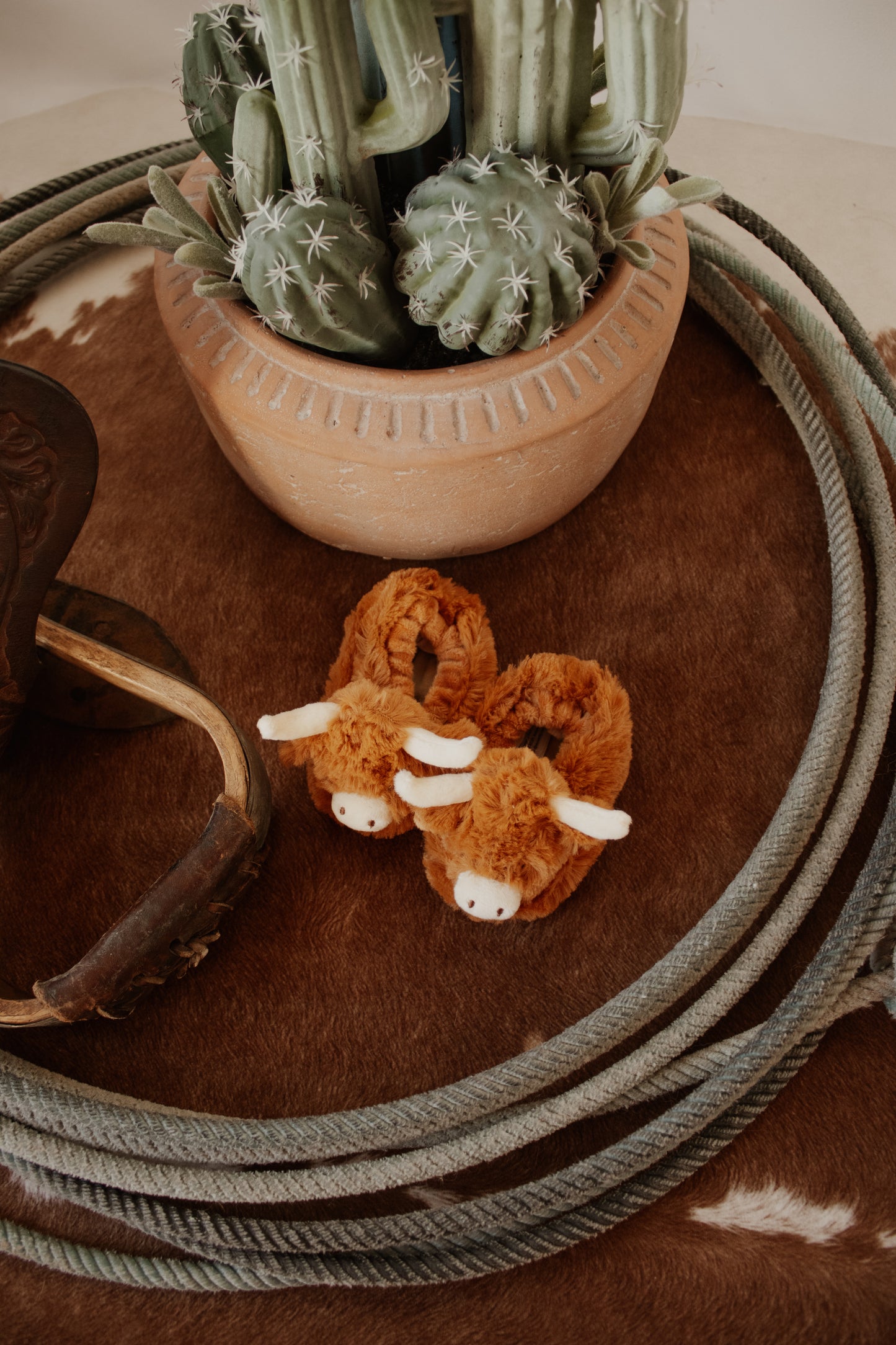 Horned Highland Cow Plush Slippers