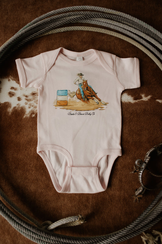 Barrel Horse Onesie - Pink