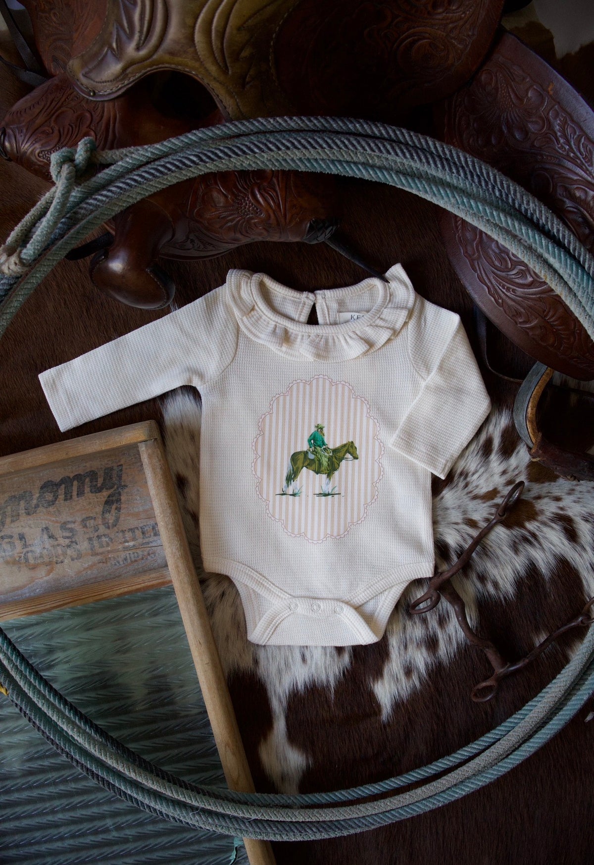 Ivory Waffle Knit Ruffle Onesie
